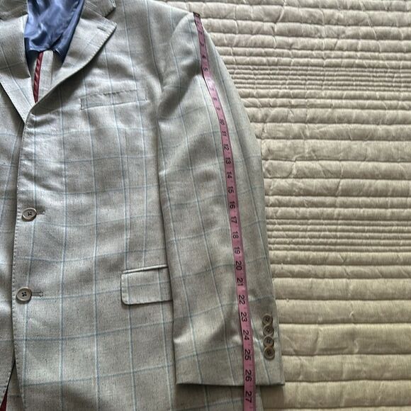 Westport Black Windowpane Grey/Blue 2 Button Wool/Silk Unlined Sports coat 44XL - Picture 10 of 15